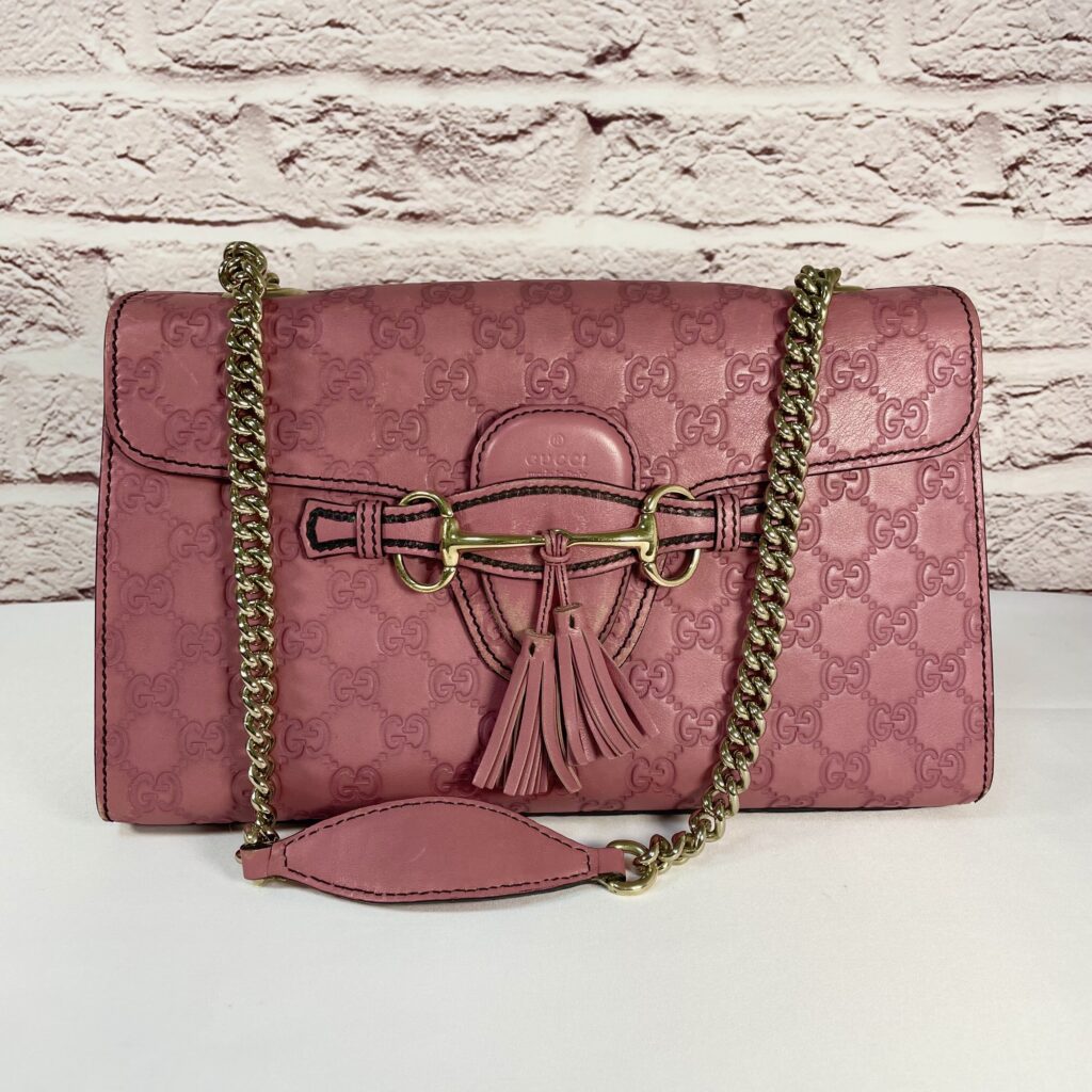 GUCCI(グッチ) エミリー チェーンショルダーバッグ ピンク レザー 